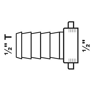Skizze Kirchhoff Halbe Schlauchverschraubung Messing 1/2M x 1/2T Chrom, Schlauchverbinder.