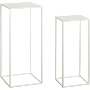 Mica Decorations Tisch Quinty, 2er-Set, Offwhite, Metall, quadratisch, verschiedene Höhen.