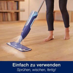 Bona Premium Spray Mop für Parkettböden im Einsatz: Reinigungsgerät für streifenfreie Sauberkeit.