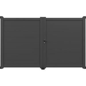 Gardengate Doppeltor Amares, anthrazit, 306x185 cm. Blickdichtes Gartentor mit Türdrücker.