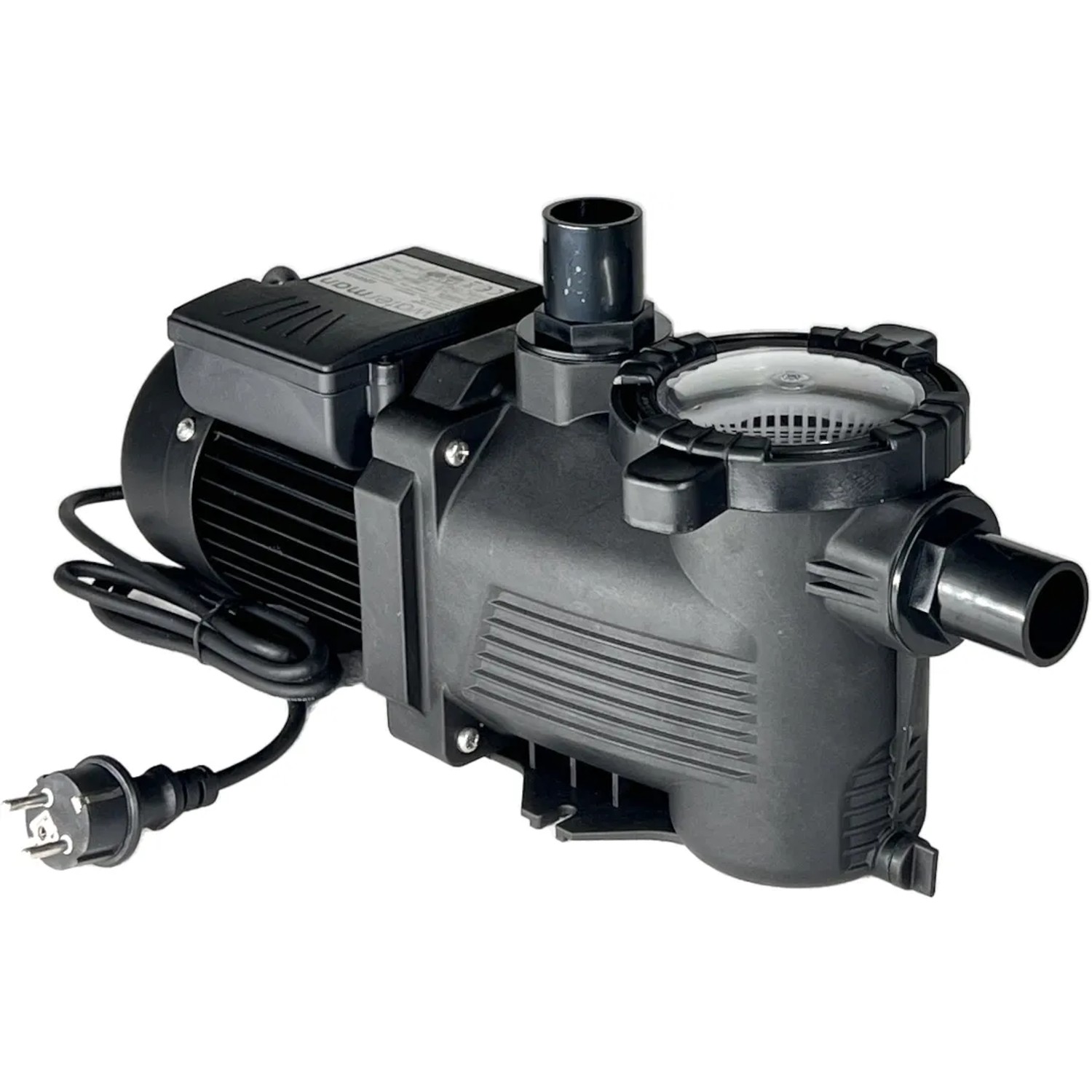 Sandfilteranlage für Chemoform Stahlwandpool Set, schwarze Schwimmbadpumpe mit Kabel und Stecker.