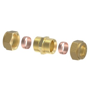 Kirchhoff Verbindungsstück 22 mm Klemmfitting für CU-Rohr, blankes Messing.