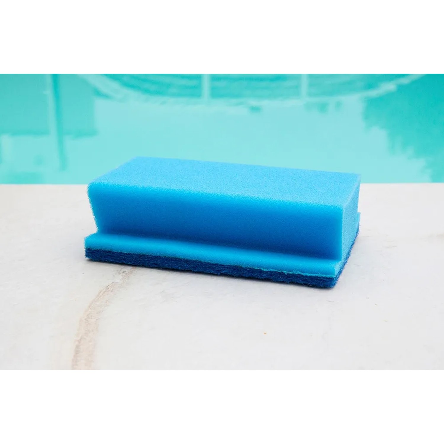 Doppelpack Handschrubber für Poolreinigung, blau, mit zwei Härtegraden.