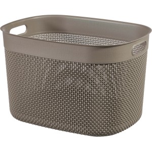 Curver Filo XL Recycling-Korb in Cappuccino: Aufbewahrungsbox aus Recyclingmaterial mit Griffen und dekorativer Oberfläche.