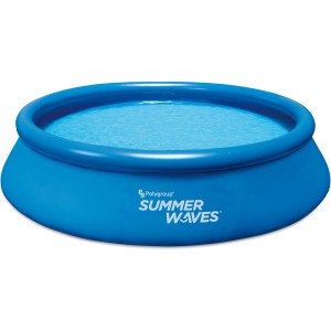 Blauer Summer Waves Quick-Up Pool, rund, Ø 366 cm, mit aufblasbarem Ring.