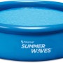 Blauer Summer Waves Quick-Up Pool, rund, Ø 366 cm, mit aufblasbarem Ring.