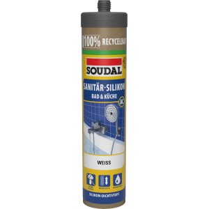 Soudal Sanitär-Silikon Bad & Küche ECO Weiß, 270ml Kartusche. Silikon für Bad und Küche.