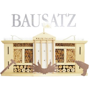 Dobar Insektenhotel Bausatz Weißer Palast aus Kiefernholz mit Hammer und Bohrmaschine