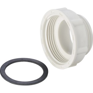 Weißes Reduzierstück 47,8 mm auf 41,9 mm mit Dichtung für Siphonanschlüsse.
