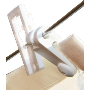 Floracord Laufhakenstopper (4er-Set) am Sonnensegel zur Fixierung der Position.