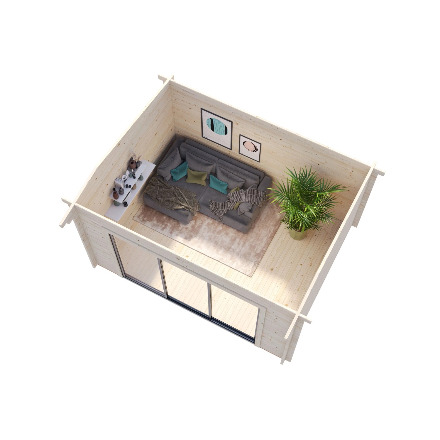 Palmako Gartenhaus Ines Slide Plus 390 x 300 cm Lackiert Grau-Anthrazit FSC®_4