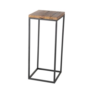 Boltze Beistelltisch Burano, 2er Set, schwarz-natur, Tannenholz/Eisen, quadratisch.