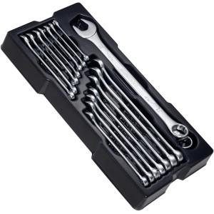 Stanley Ring-Maulschlüssel-Set, 16-teilig im schwarzen Modul für Werkstattwagen.