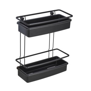 Wenko Wandregal Molinella mit 2 Etagen, schwarz, aus Edelstahl und Kunststoff.