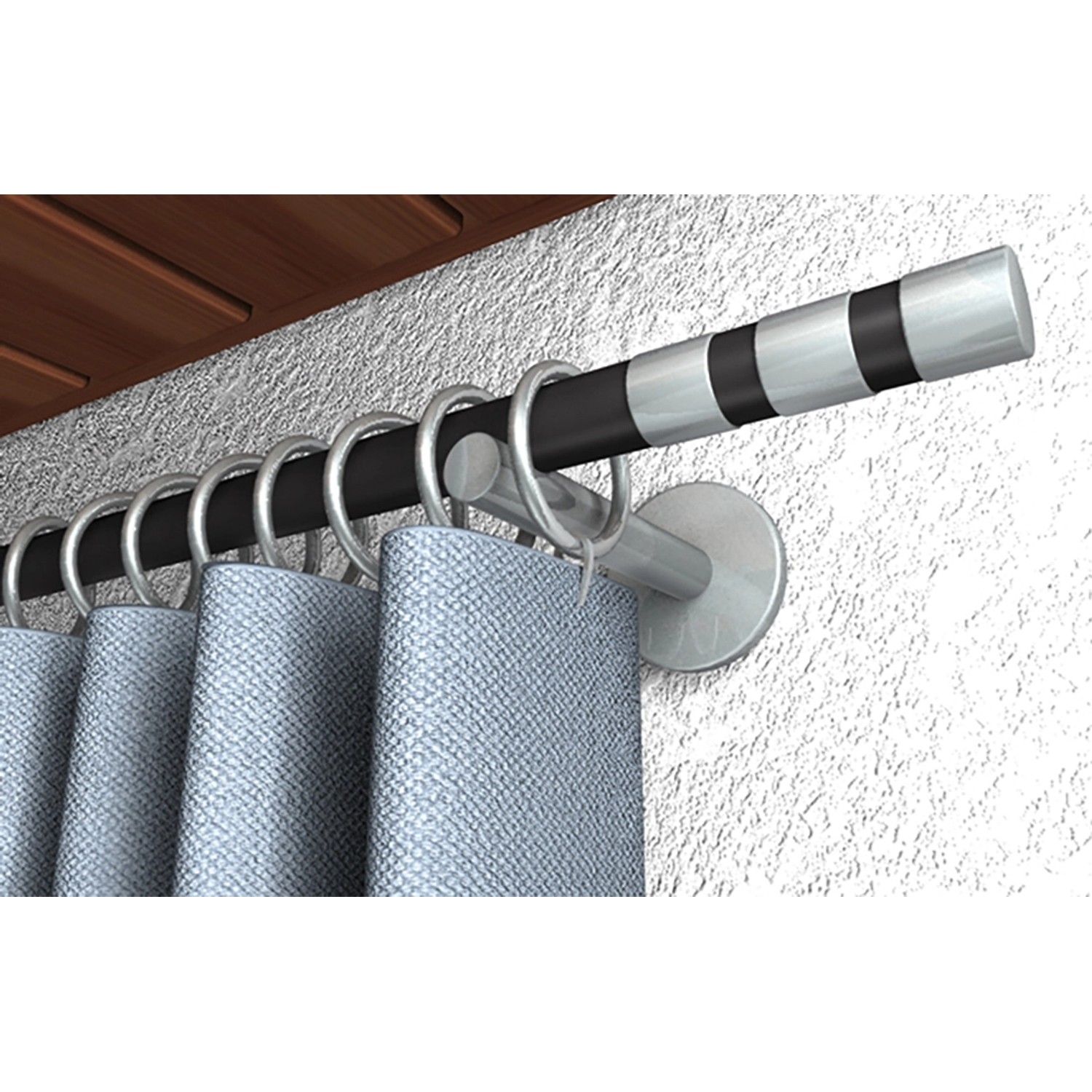 Gardinenstange mit Vorhang, befestigt mit Fischer Hohlraumdübel HM 4x45 S K.