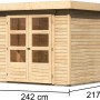 Karibu Express Gartenhaus Speedy B, naturbelassen, 242x217 cm, mit Doppeltür und Flachdach.