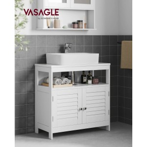 Songmics Waschbeckenunterschrank Saggio mit 2 Lamellentüren Weiß