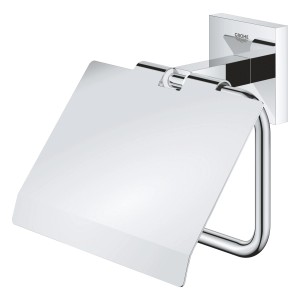 Grohe QuickFix Toilettenpapierhalter Start Cube Chrom mit Deckel.