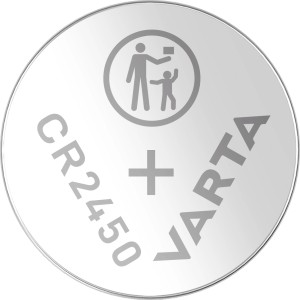 Varta CR2450 Knopfzelle, 2er-Pack. Silberne Batterie für elektronische Geräte.