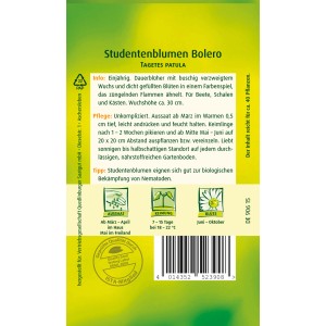 Samentüte Quedlinburger Studentenblume Bolero, zweifarbige Blüten für Beet, Balkon und Kübel.