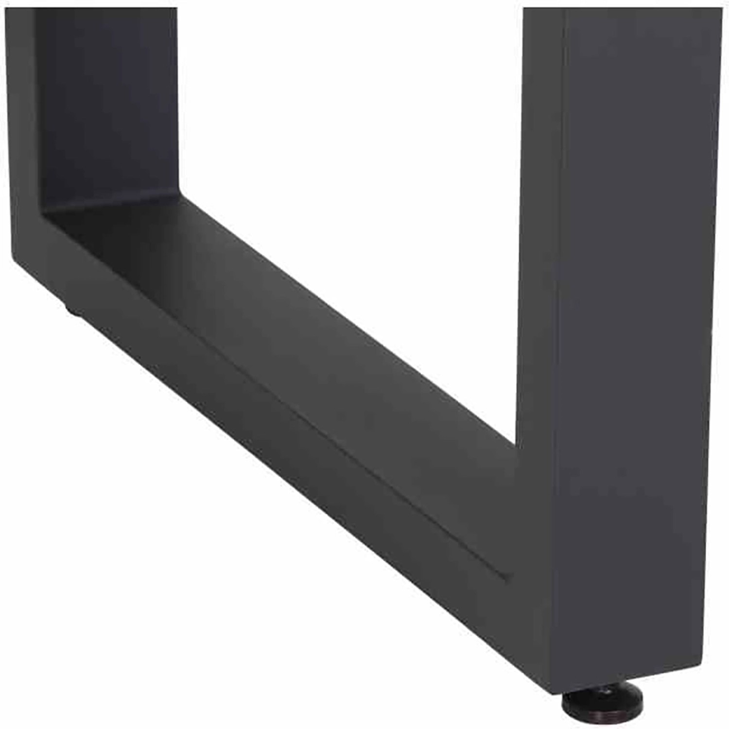 Detailaufnahme vom anthrazitfarbenen Aluminiumgestell des rechteckigen Siena Garden Gartentischs.