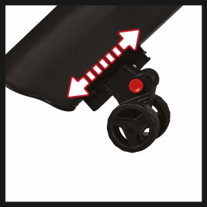 Detailaufnahme: Höhenverstellbare Räder des Einhell Elektro-Laubsaugers GC-EL 3000 E.