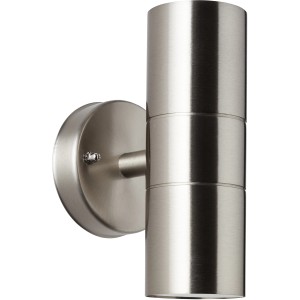 Moderne Brilliant Jandy LED-Außenwandleuchte aus Edelstahl, 18W, silber.