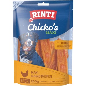 Rinti Chicko Maxi Huhnstreifen, 250g, getrocknete Hunde-Natursnacks mit 100% Hühnchen.