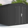 Floraworld Premium Gerätehaus mit Satteldach, 284x206x300 cm, in Metallic-Grau. Gartengerätehaus mit Doppeltür.
