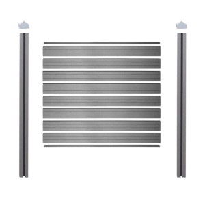 MCW WPC-Sichtschutz Savoie Basiselement, 195 cm, grau, mit Zaunpfosten zum Einbetonieren.