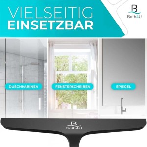 Bath4U Duschabzieher aus Edelstahl und Silikon für Dusche, Fenster und Spiegel.