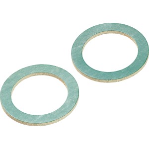 Zwei Fiberdichtungen, Ø 24/34 mm, für Rohrleitungen und Sanitärinstallationen.