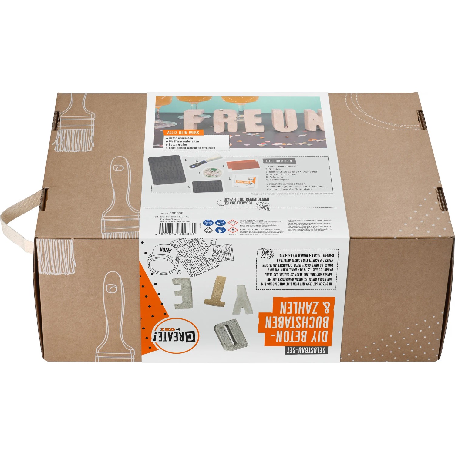 CREATE! by OBI DIY Betonbuchstaben & -zahlen Set in einer Box, Bastelset zum Selbermachen.