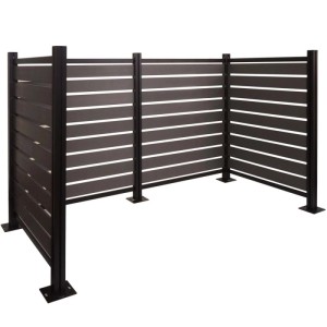 Grauer MCW Alu Mülltonnen-Zaun mit Polyethylen-Latten für 8 Tonnen. Modulares Ordnungssystem für den Garten.