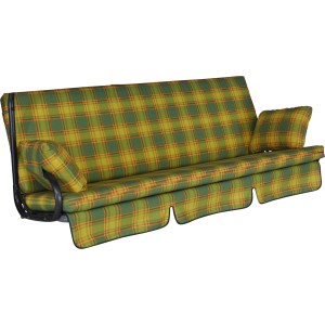 Gelbe Angerer Hollywoodschaukel Auflage Belfast mit Karomuster, inklusive Kissen und Unterlage.