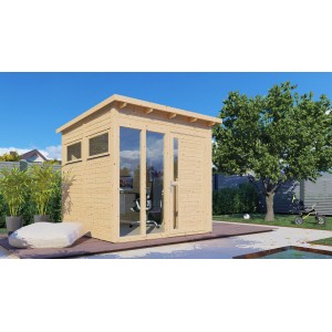 Bertilo Gartenhaus Pentus 2 Office aus Holz, 234x226 cm, naturbelassen. Ideal als Büro im Garten.