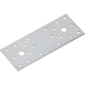 Rechteckiger, verzinkter Flachverbinder 140x55 mm mit Löchern zur Befestigung von Möbelteilen.