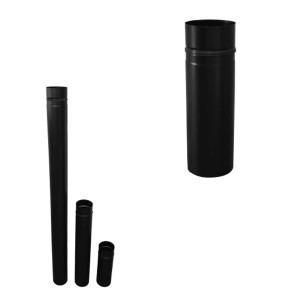 Bertrams Pelletrohr, Edelstahl, Ø 80 mm, 25 cm, schwarz pulverbeschichtet, für Kaminöfen.