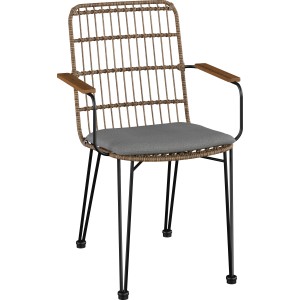 Stapelbarer Gartenstuhl Minnipa mit Kunststoffgeflecht und Stahlgestell, inklusive Sitzauflage.