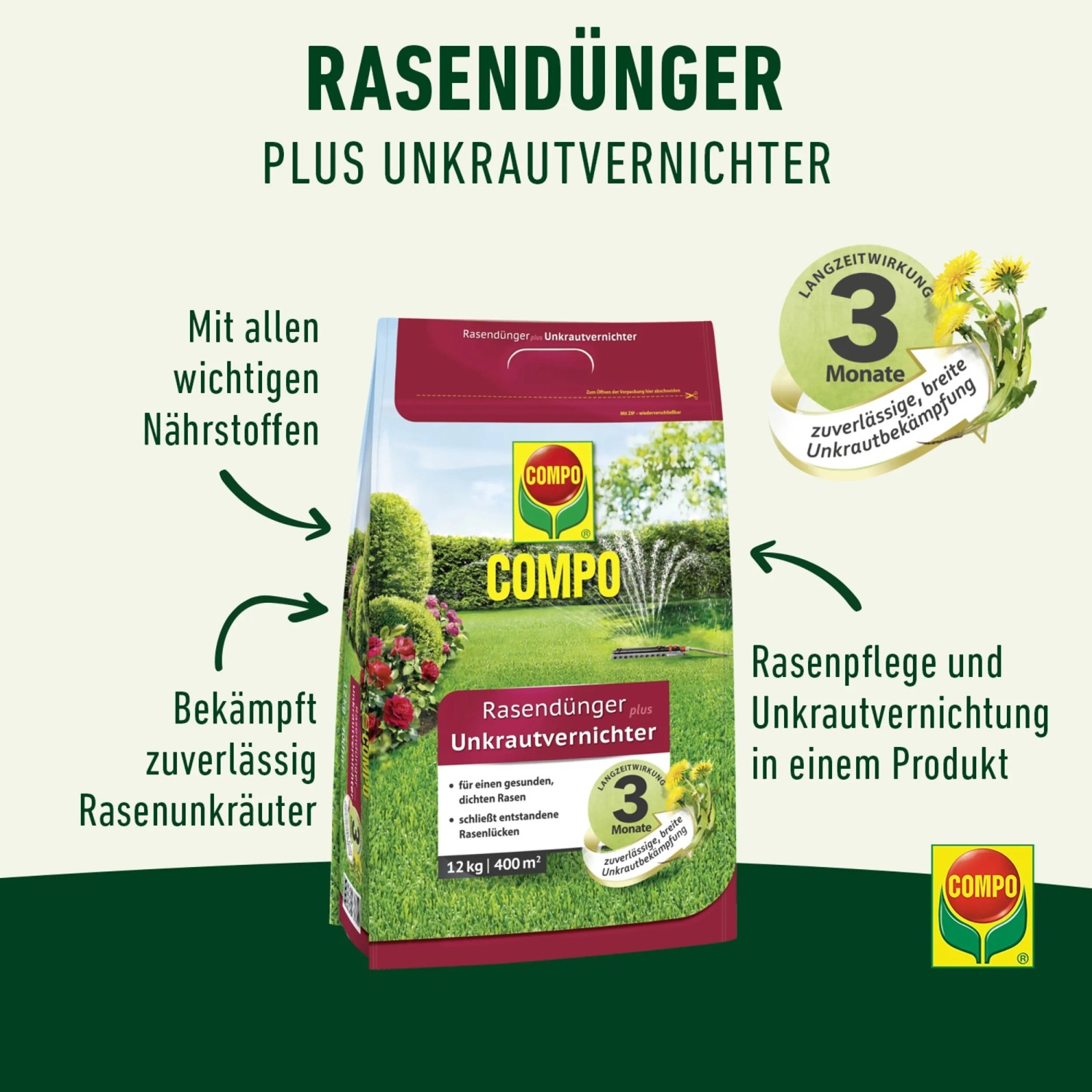 Compo Rasendnger plus Unkrautvernichter 12 kg fr 400 m kaufen bei OBI