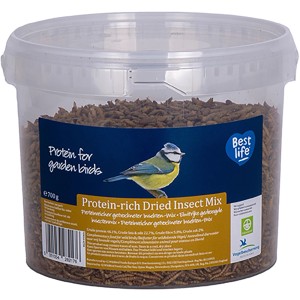 CJ Mix Wildvogelfutter mit Soldatenfliegen und Mehlwürmern, 700g im Eimer.