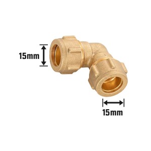 Klemmring-Winkel, Ø 15 mm, aus Messing für Rohrsysteme.