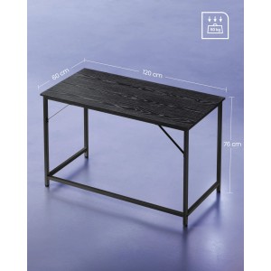 Vasagle Schreibtisch, 60x120x75 cm, schwarz, mit Stahlrahmen. Ideal für Home-Office.