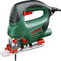 Grüne Bosch Stichsäge PST 800 PEL mit CutControl und Sägeblatt. Ideal für präzise Schnitte.