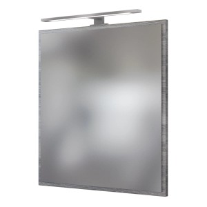 Held Möbel Spiegel Neapel 60 cm Eiche Rauchsilber mit LED-Beleuchtung.