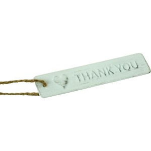 Videx Garden Geschenkanhänger aus Metall, altweiß mit "Thank you" Schriftzug und Kordel.