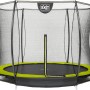Grünes EXIT Silhouette Bodentrampolin (D244cm) mit Sicherheitsnetz für sicheren Springspaß.