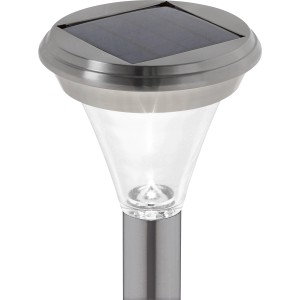 LED-Solarspieß Soliera aus Edelstahl und Glas für den Garten.