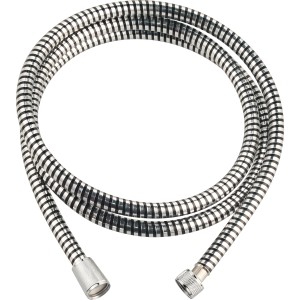 Silber-schwarzer Brauseschlauch (200 cm) von baliv für Handbrausen. Flexibel, langlebig und mit Verdrehschutz.