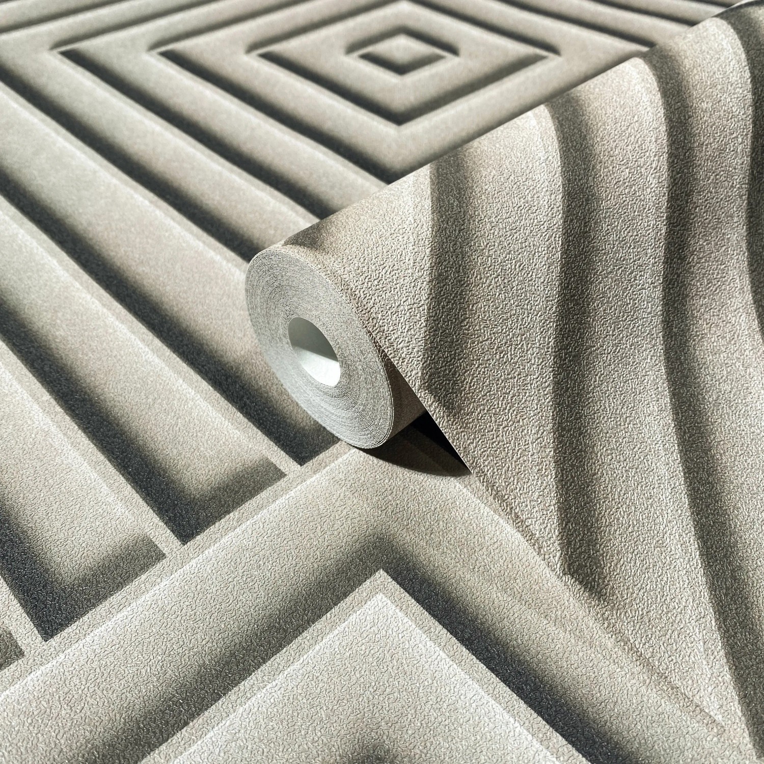 Rolle Marburg Vliestapete Shades Iconic 10, graue Tapete mit grafischem Muster.